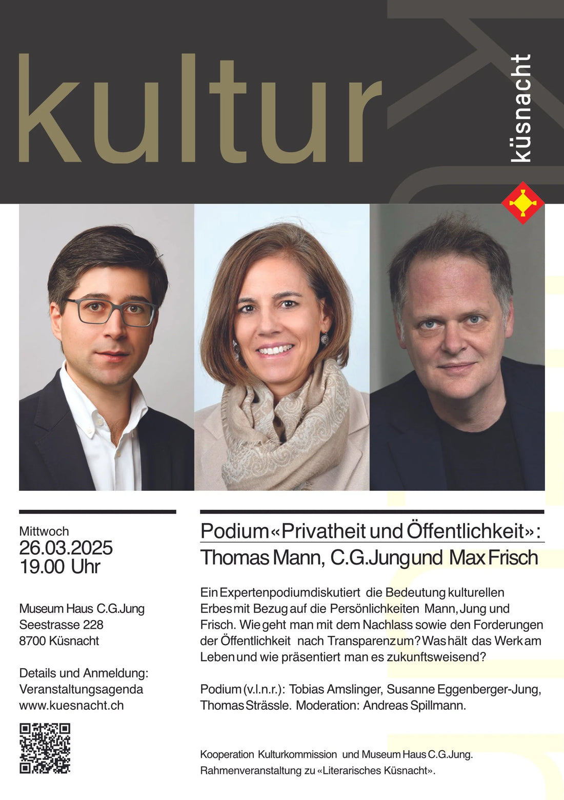 Grenzen der Öffentlichkeit: Thomas Mann, C.G. Jung, Max Frisch – Podium in Küsnacht