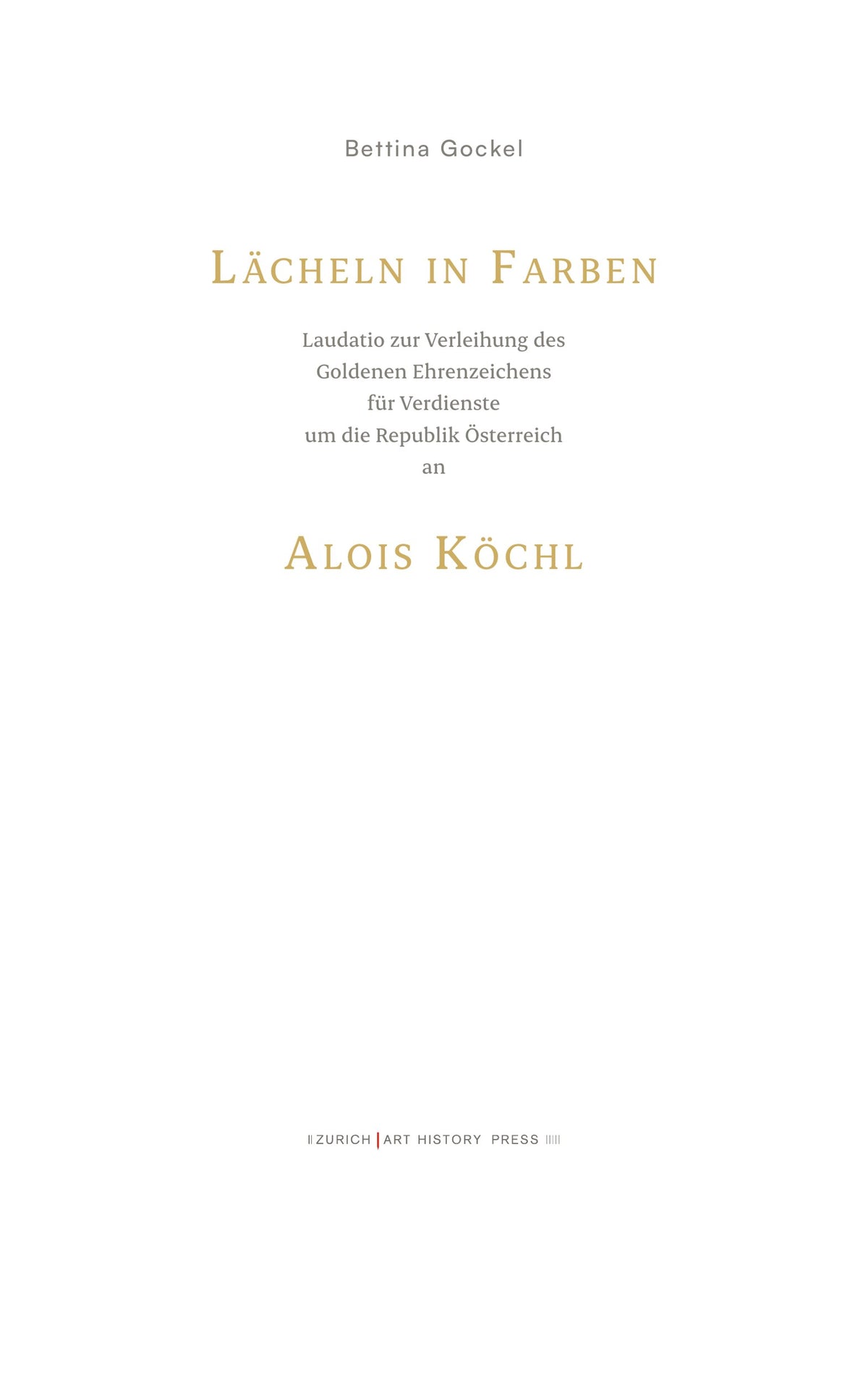 Lächeln in Farben – Titelseite, Zurich Art History Press