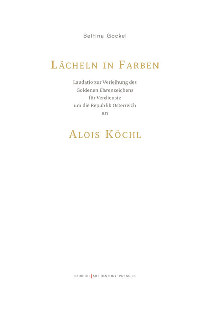 Lächeln in Farben – Titelseite, Zurich Art History Press
