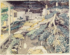 Karl Walser, Haus mit Garten und Teich, 1908, Bleistift, Tusche und Aquarell